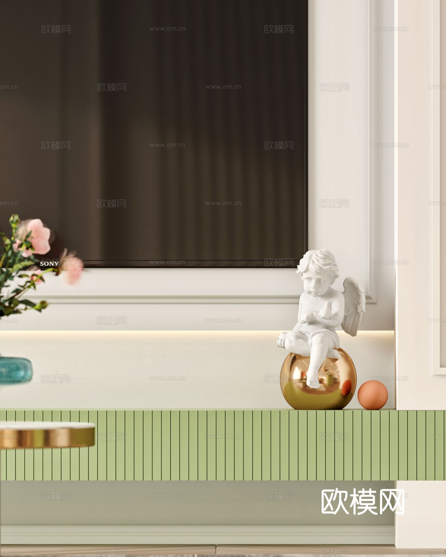 法式卧室 客厅家装效果图下载（渲染图7）