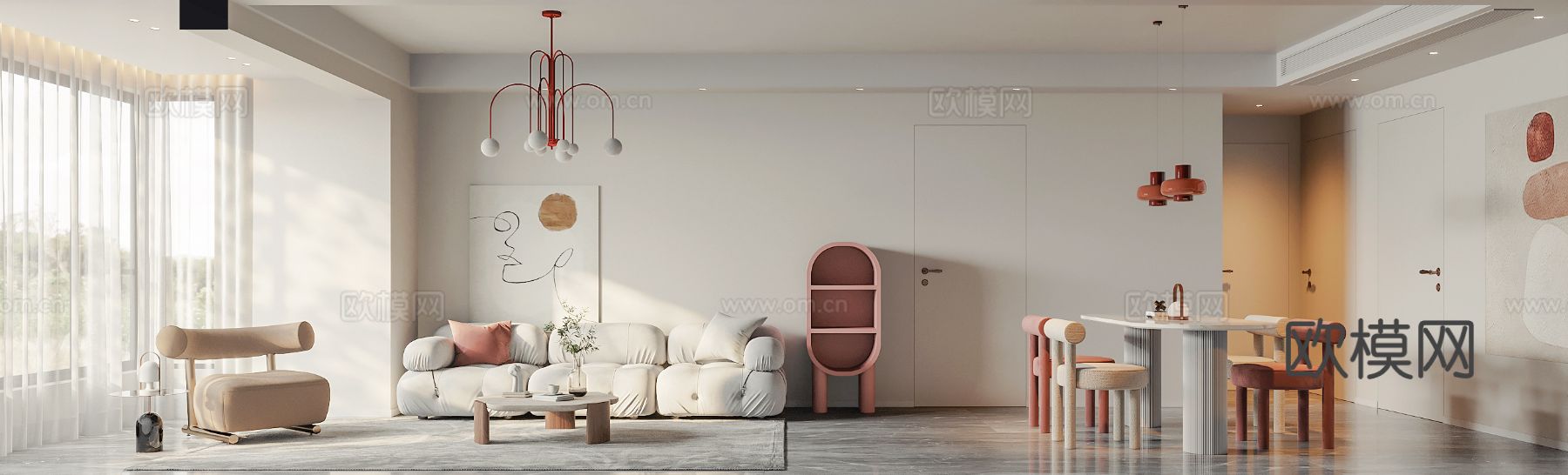 法式复古家装卧室客厅效果图下载（渲染图5）