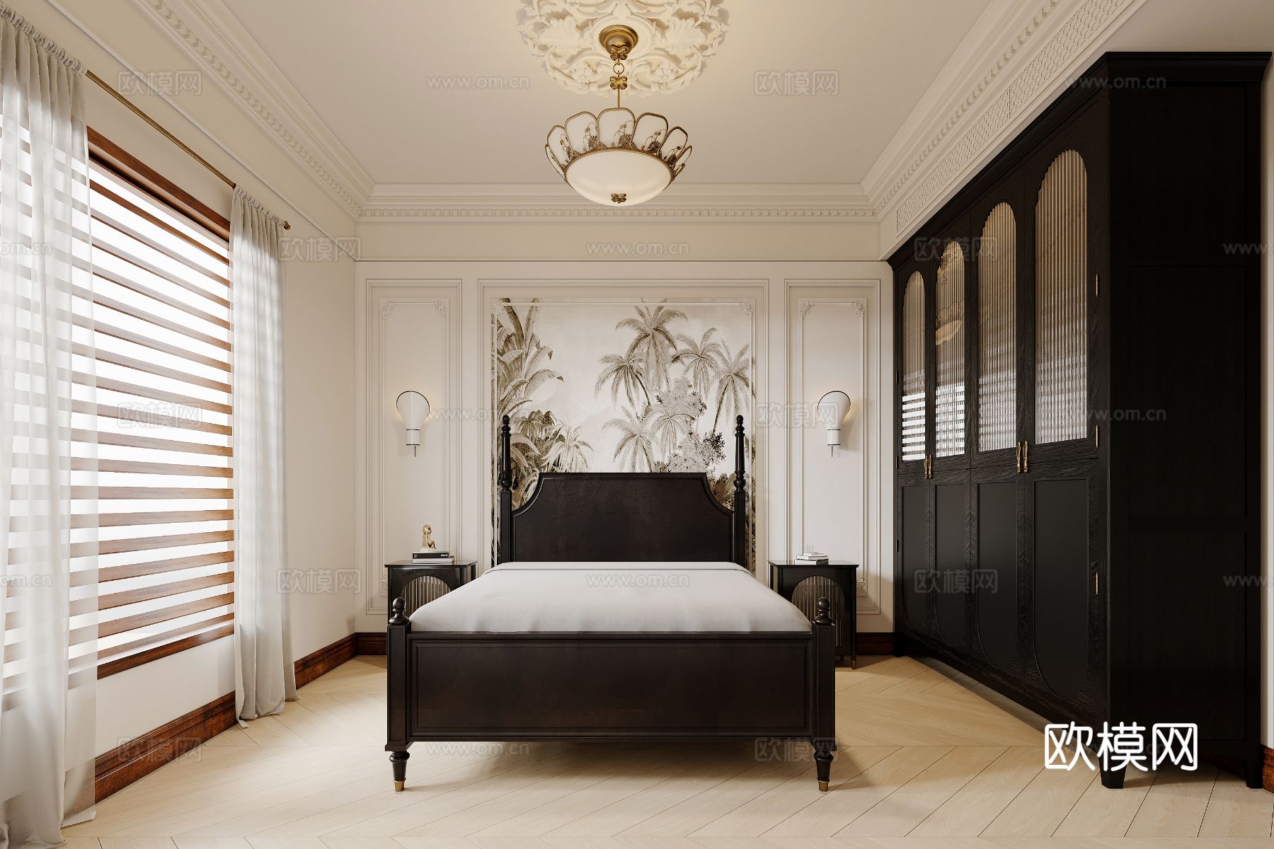 中古风格家装空间效果图下载（渲染图8）