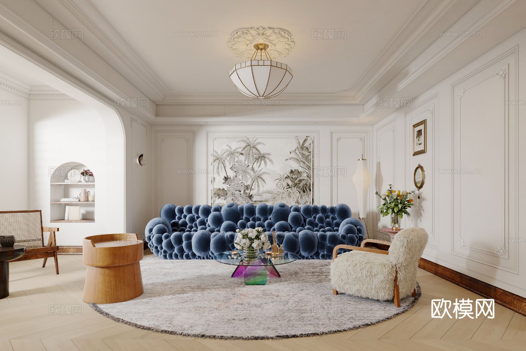 中古风格家装空间效果图下载（渲染图2）