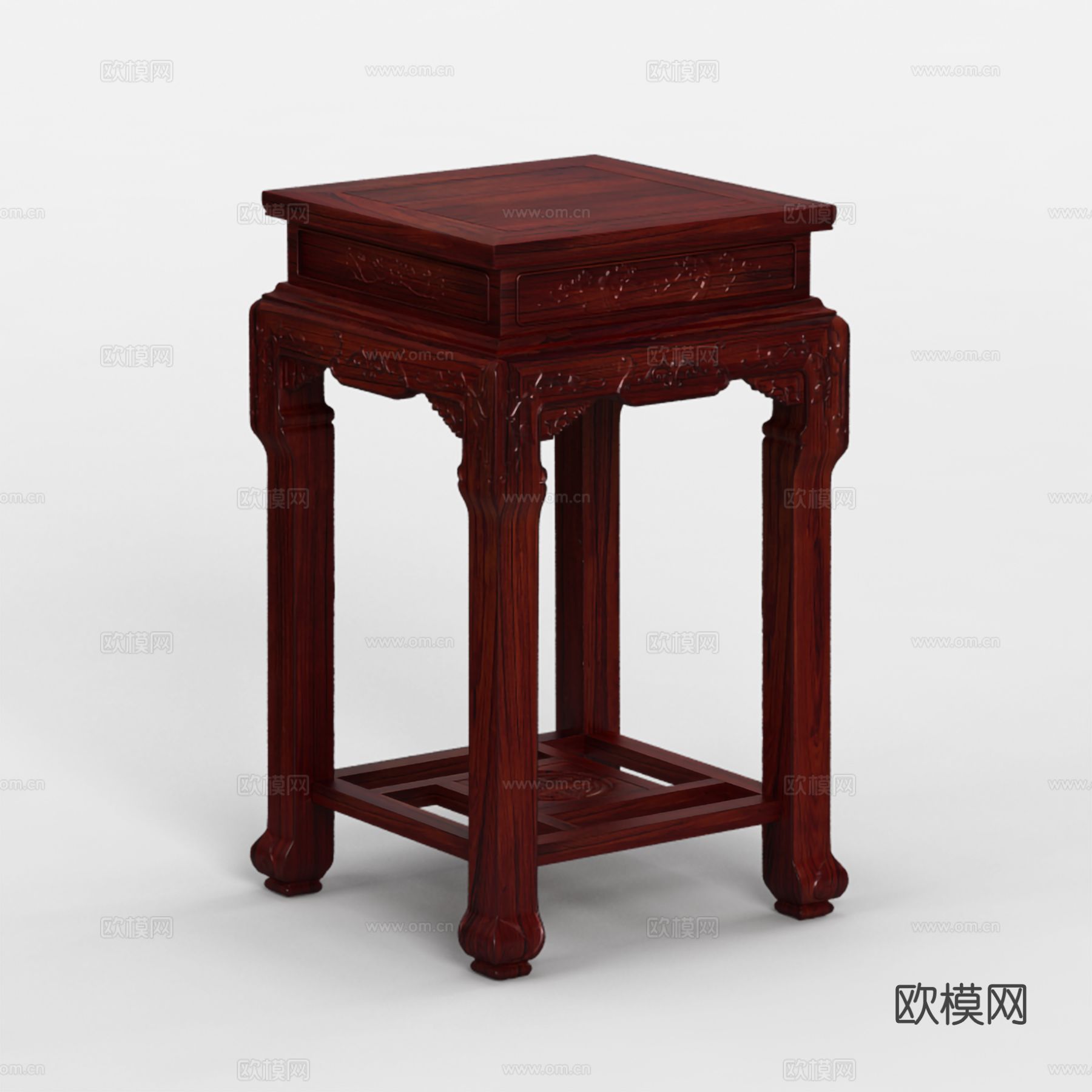中式花架 雕花造型 实木红木3d模型