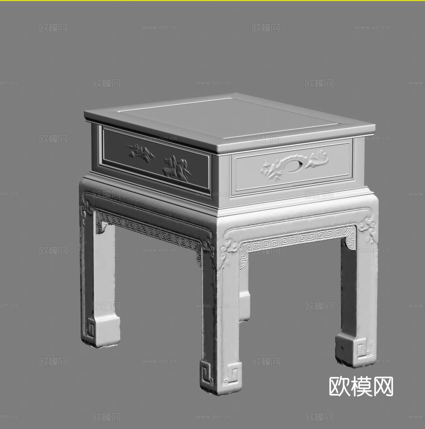 中式客厅角几 小茶几 雕花造型 实木红木3d模型