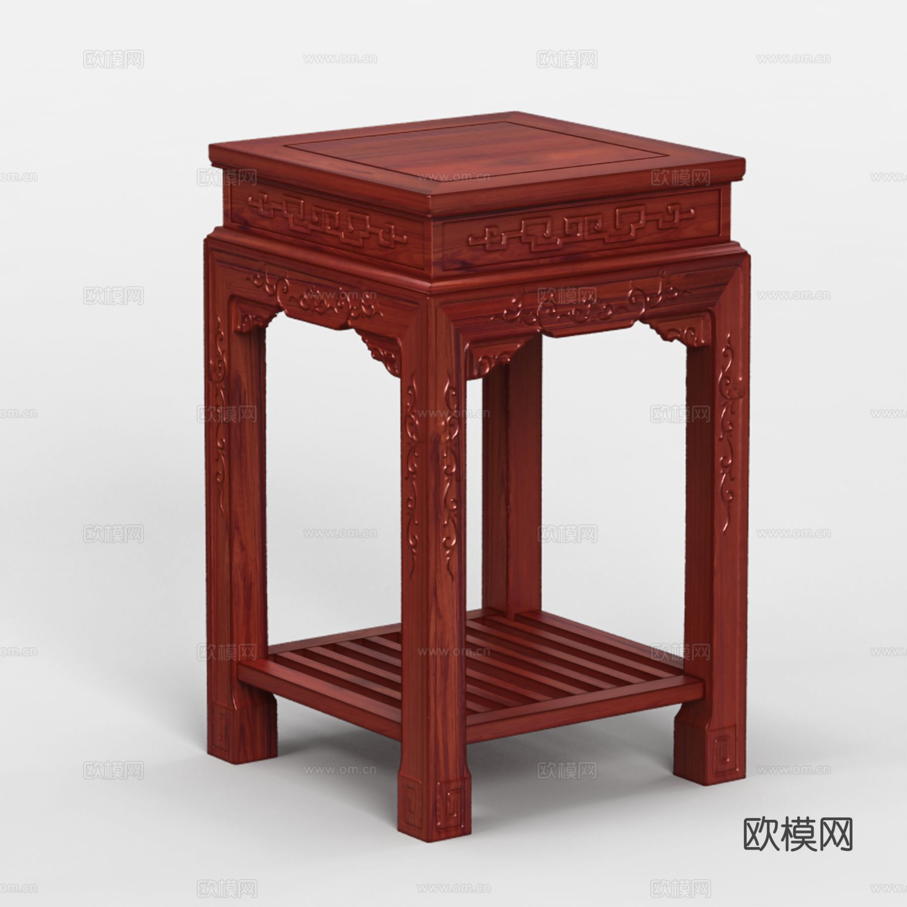 中式花架 雕花造型 实木红木3d模型