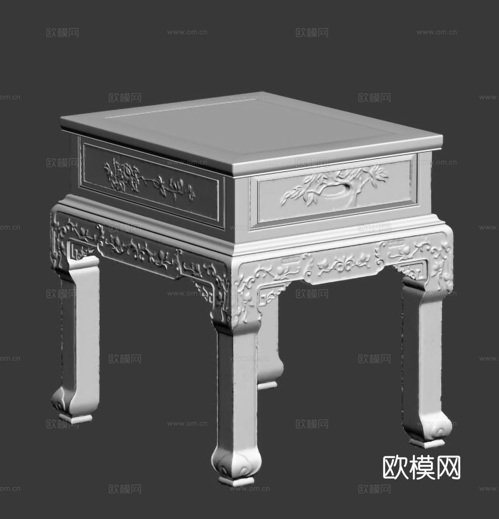 中式客厅小茶几 雕花造型 实木红木3d模型