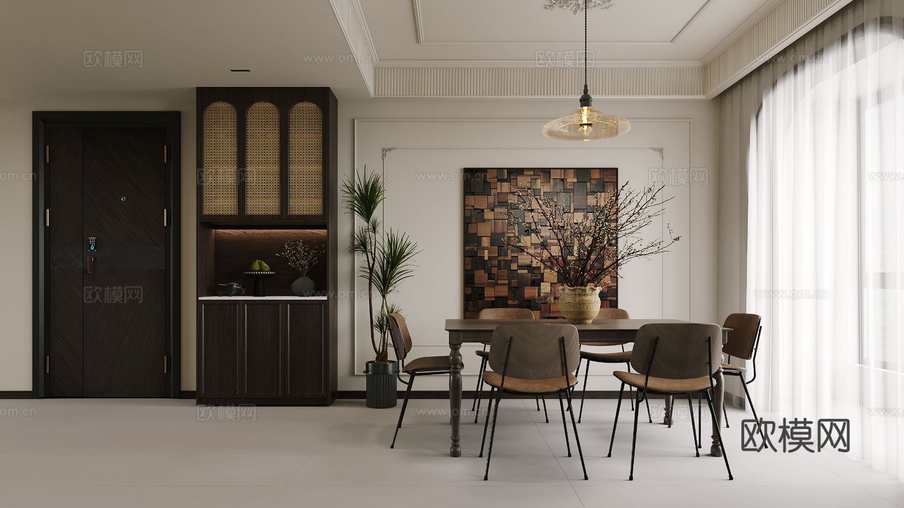 法式复古家装卧室客厅效果图下载（渲染图2）