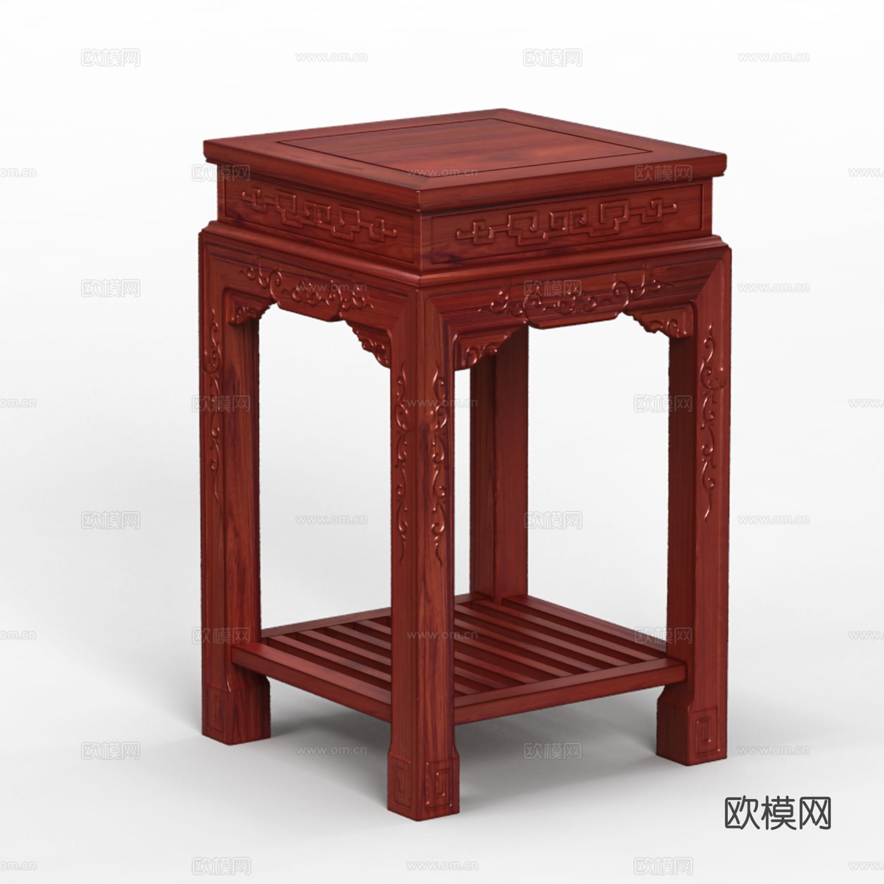 中式花架 雕花造型 实木红木3d模型