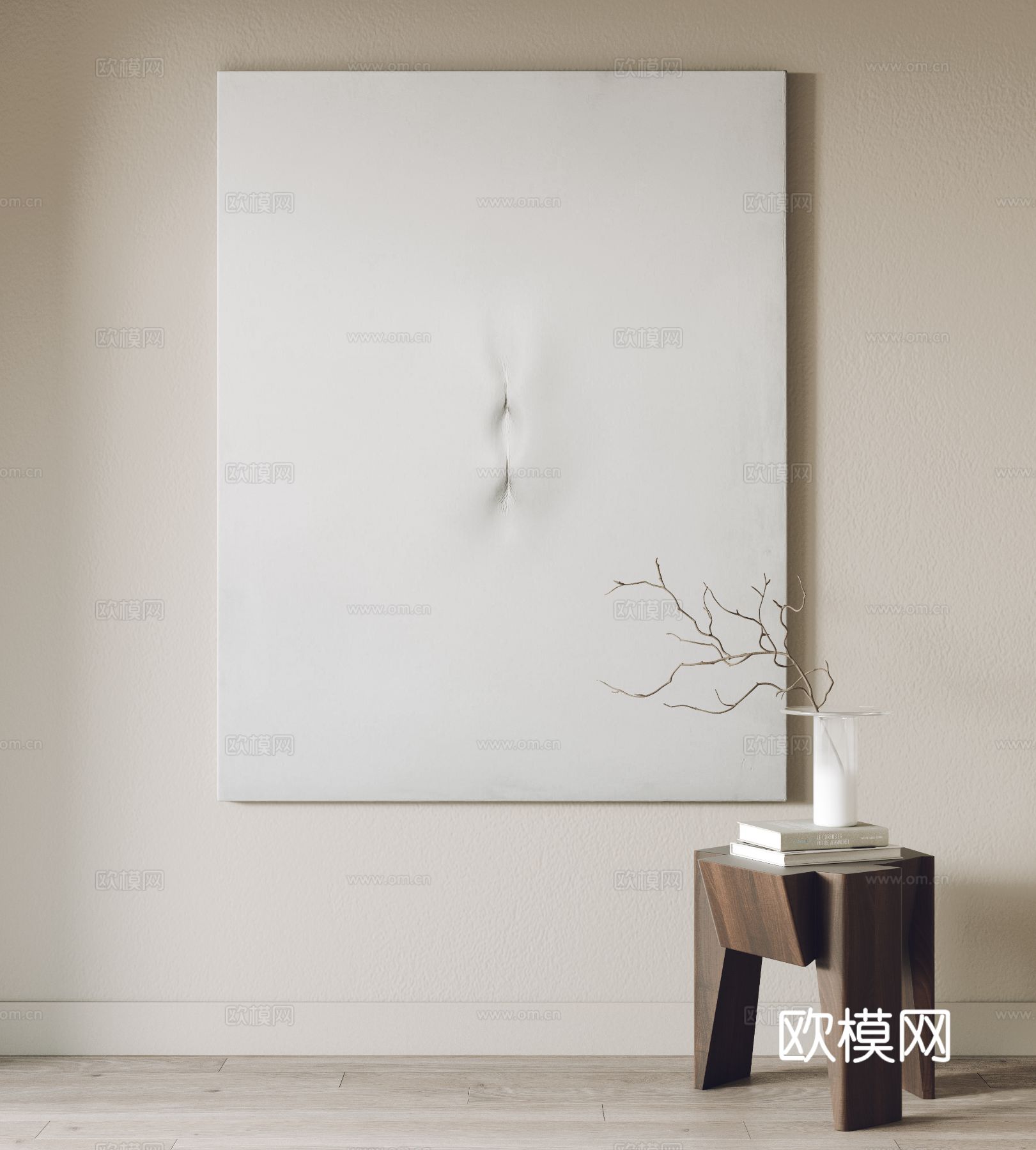 现代挂画 装饰画 边几3d模型