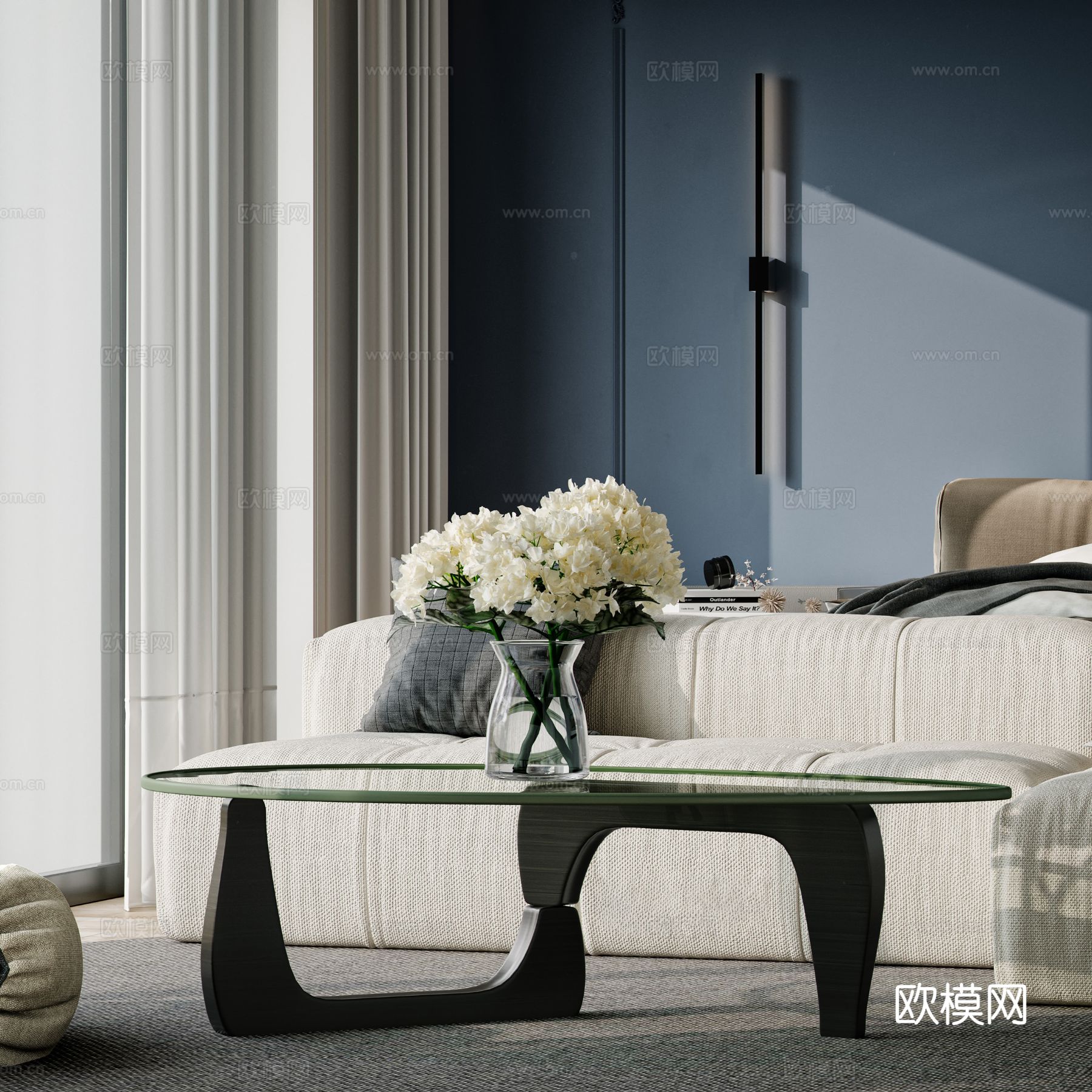 法式复式大平层 卧室 客厅家装效果图下载（渲染图5）