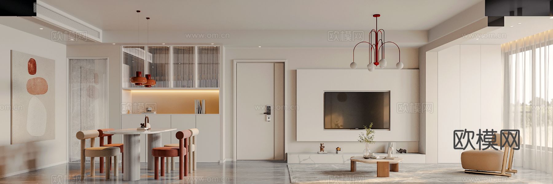 法式复古家装卧室客厅效果图下载（渲染图2）