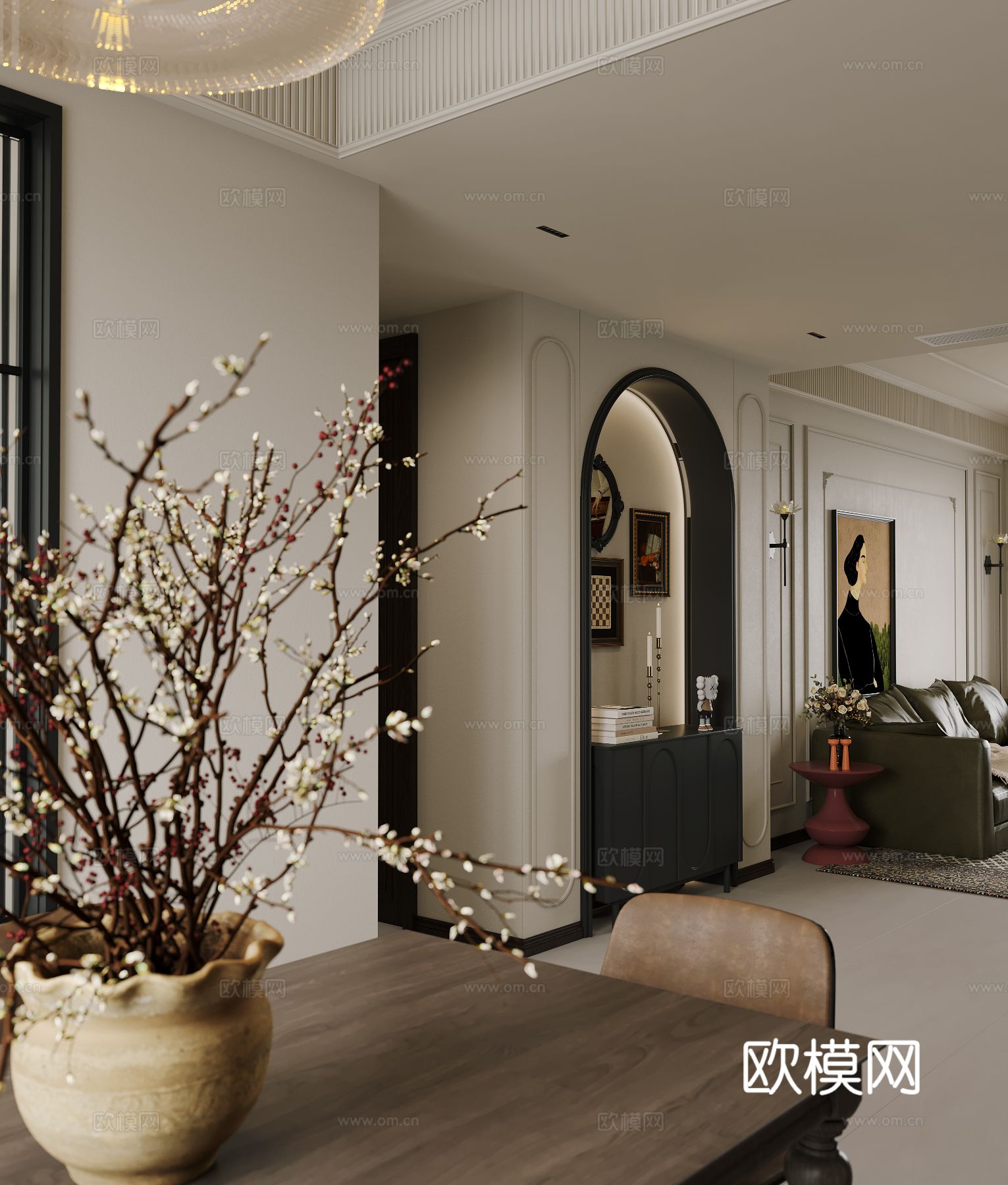 法式复古家装卧室客厅效果图下载（渲染图4）