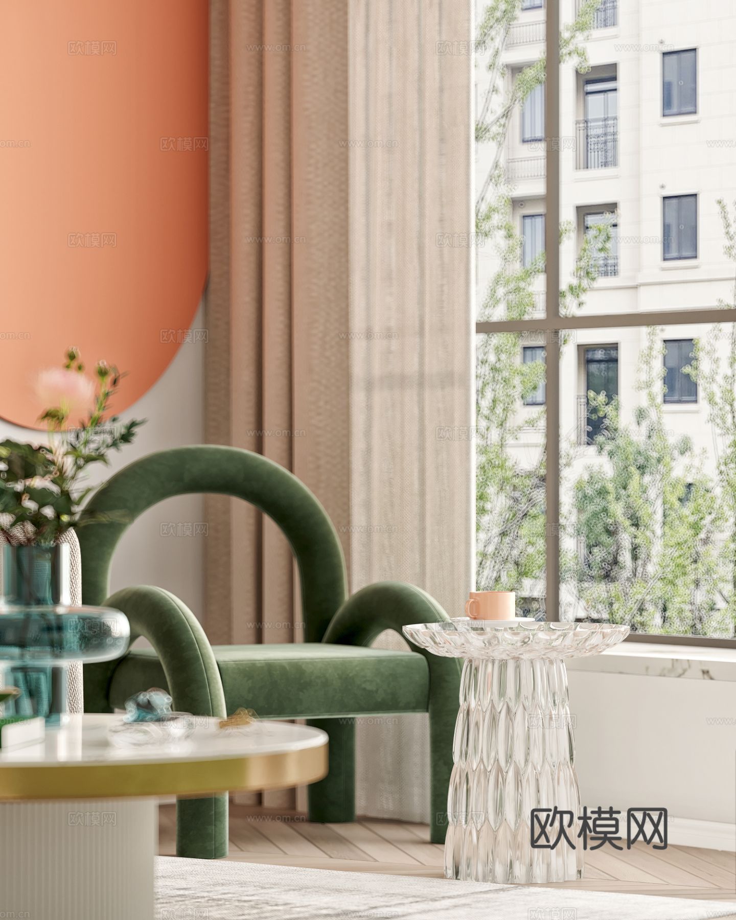 法式卧室 客厅家装效果图下载（渲染图6）