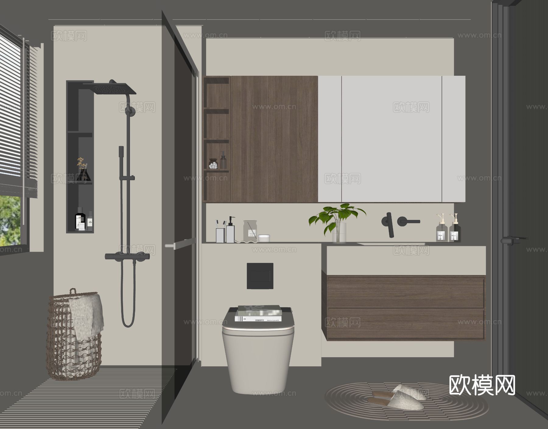现代卫生间su模型下载（渲染图2）