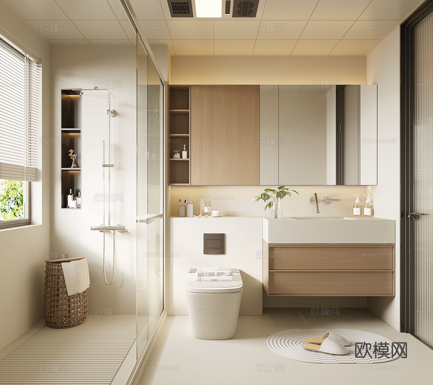 现代卫生间su模型下载（渲染图1）