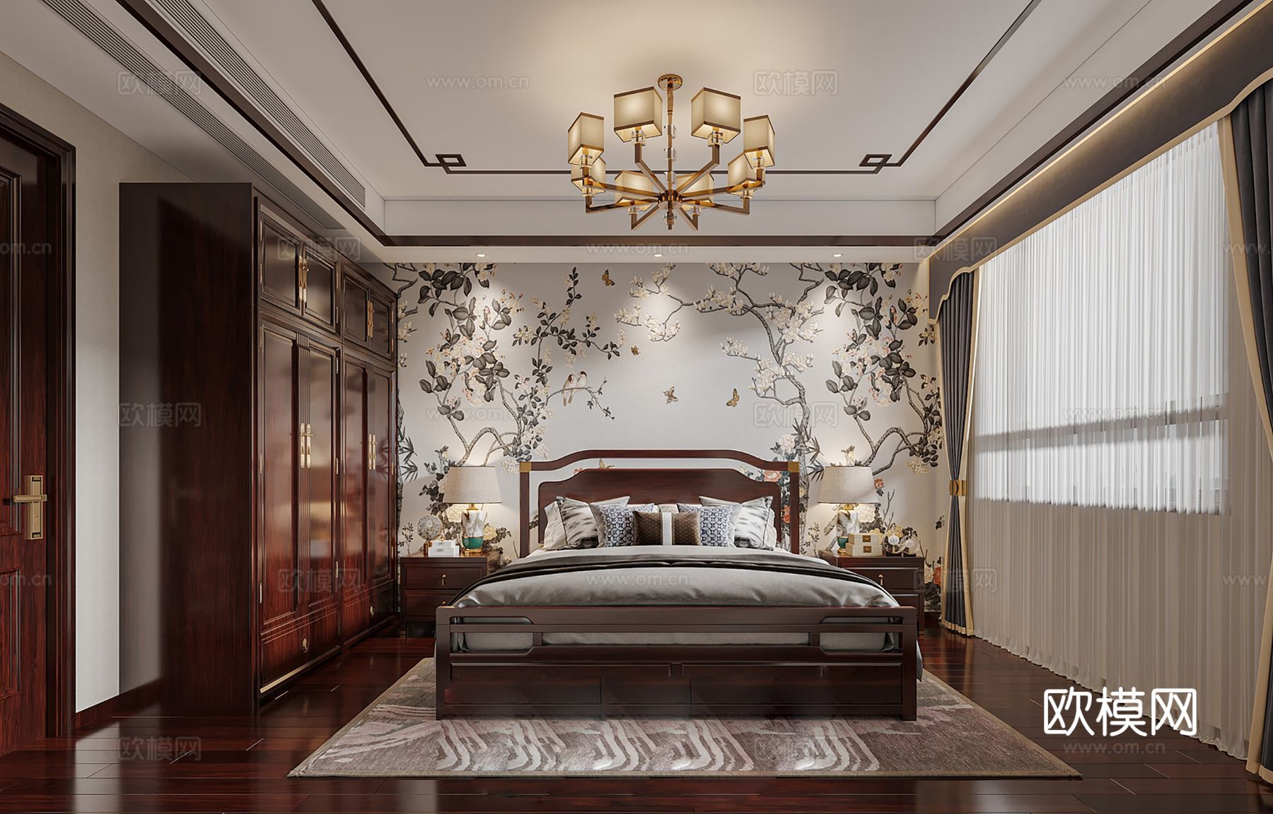 新中式宋代风格 客厅  卧室家装效果图下载（渲染图4）