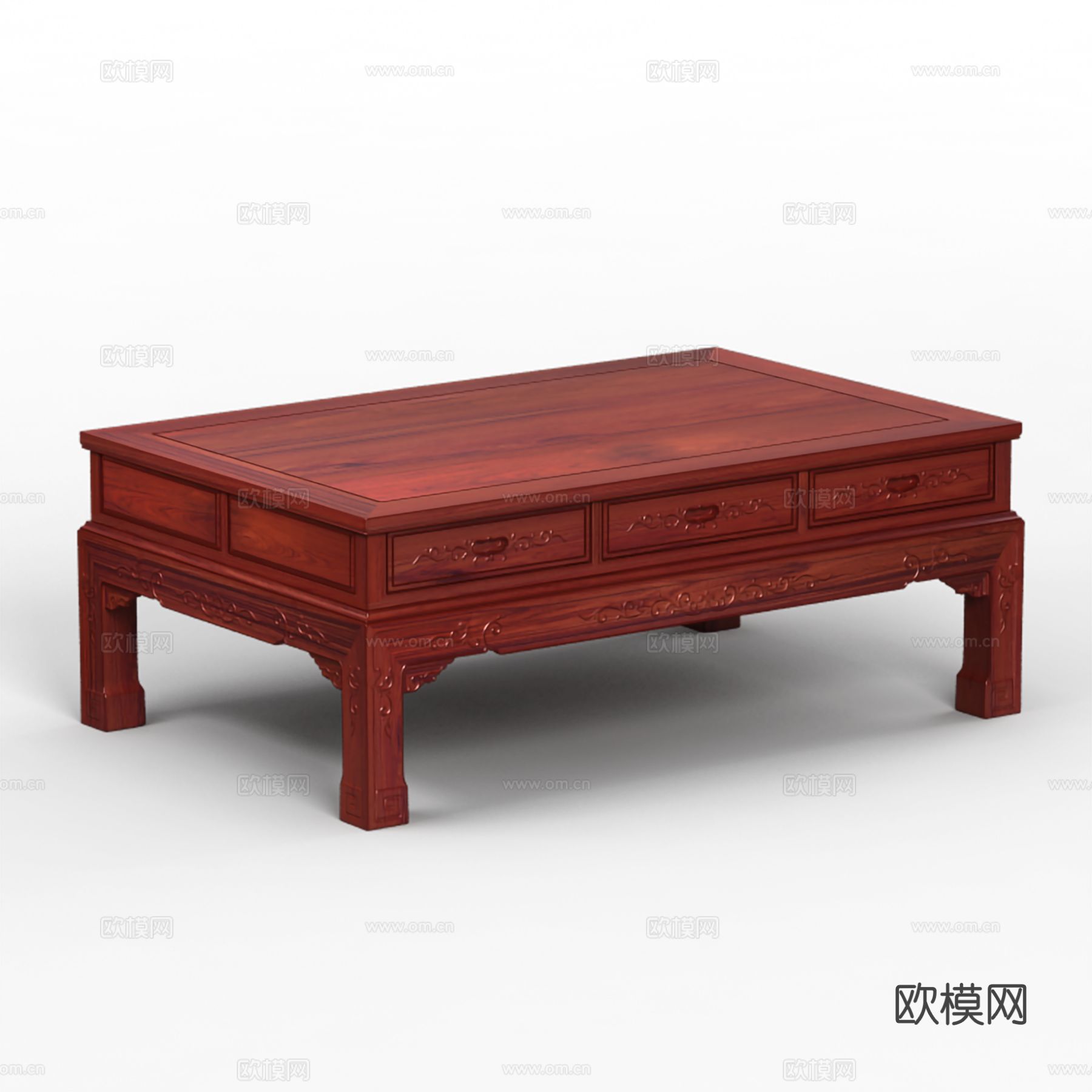中式客厅茶几 雕花造型  实木红木3d模型