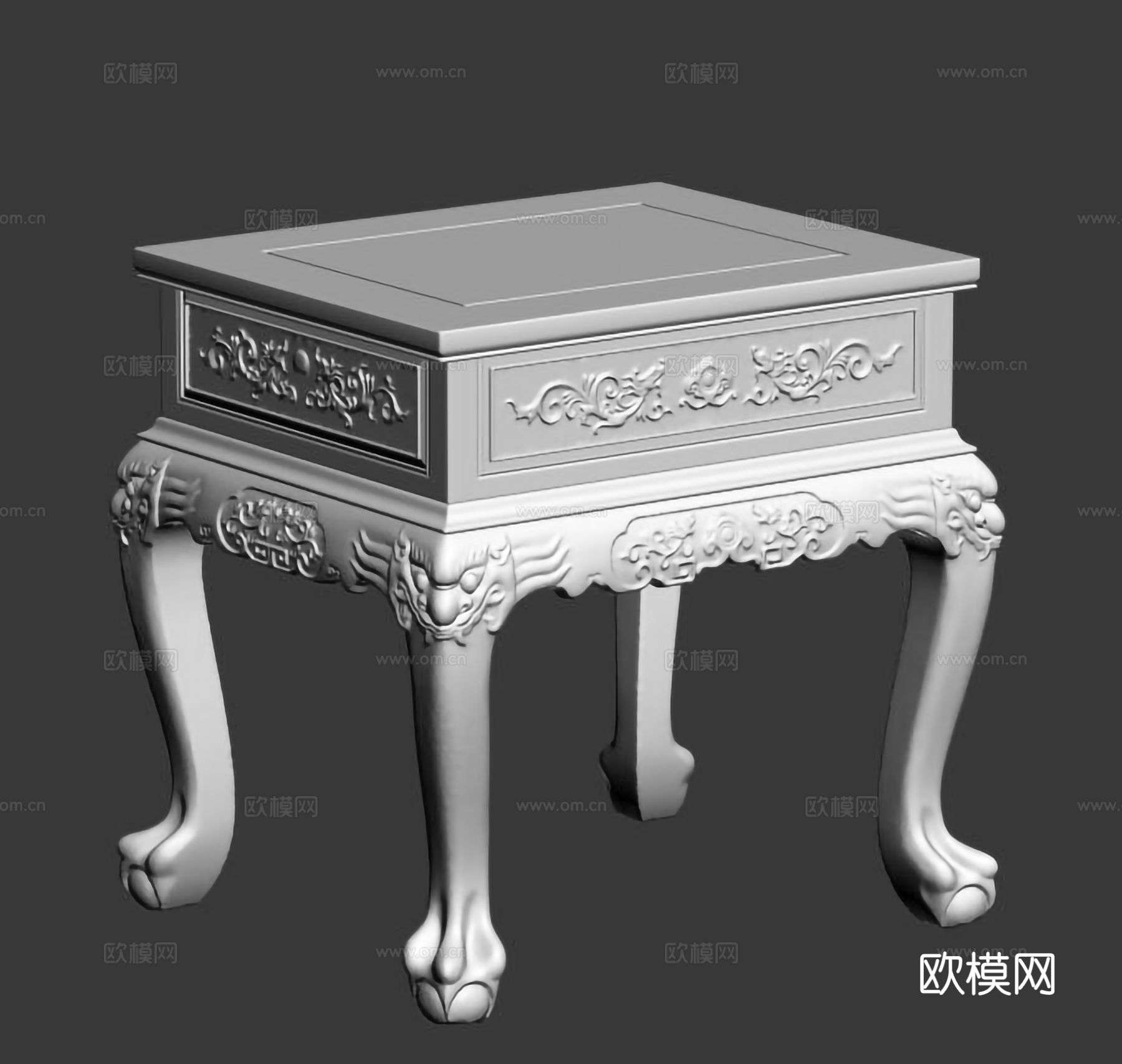 中式客厅小茶几  欧式桌腿 雕花造型 实木红木3d模型