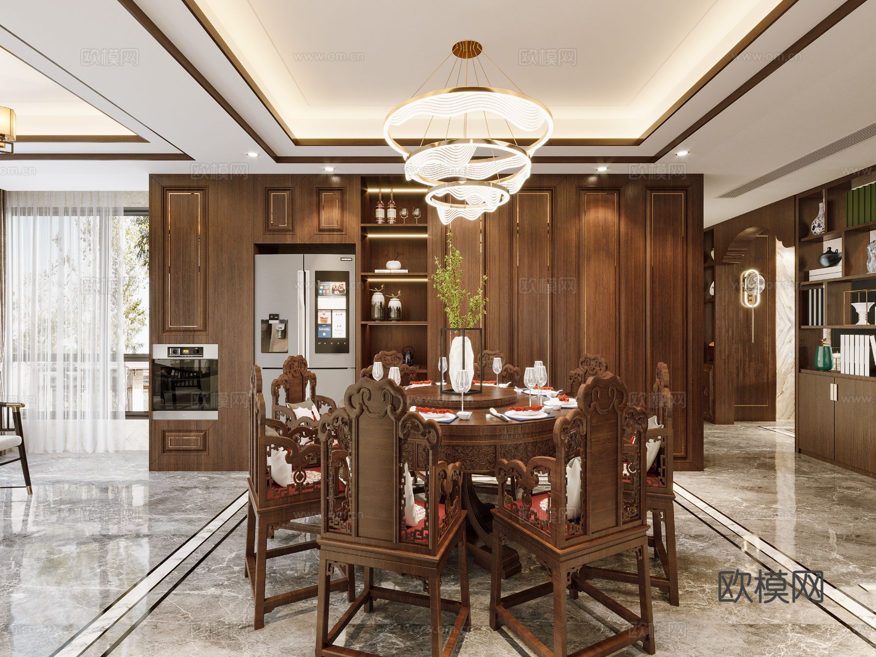 新中式宋代风格 客厅 家装效果图下载（渲染图9）