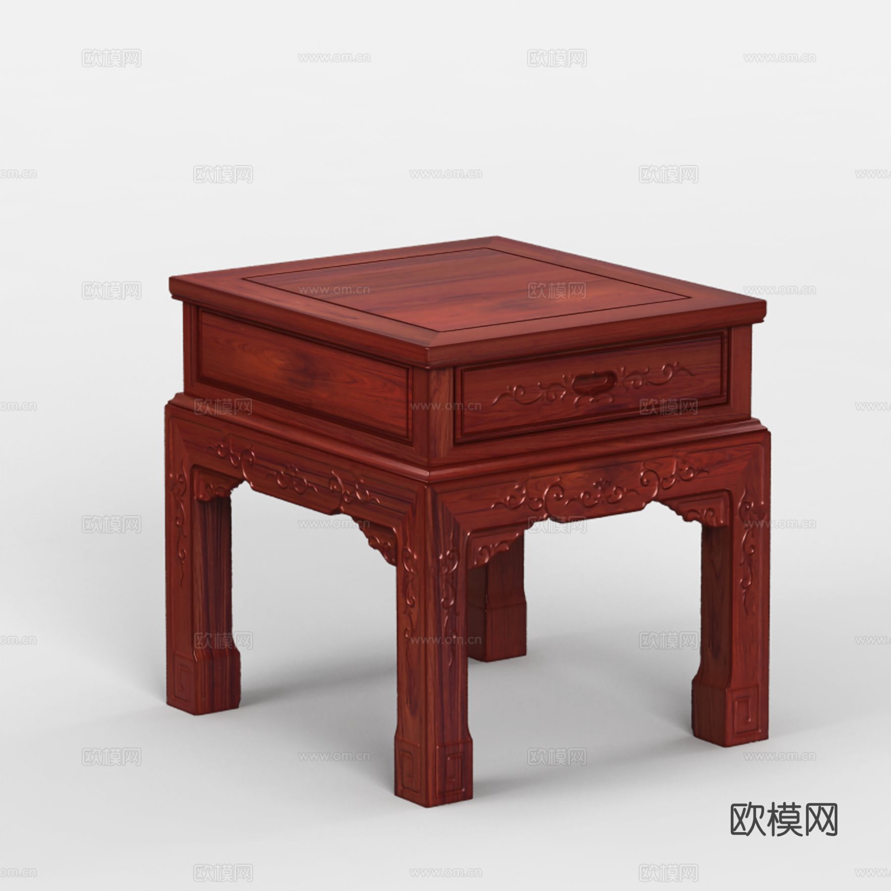 中式小茶几 雕花造型  实木红木3d模型