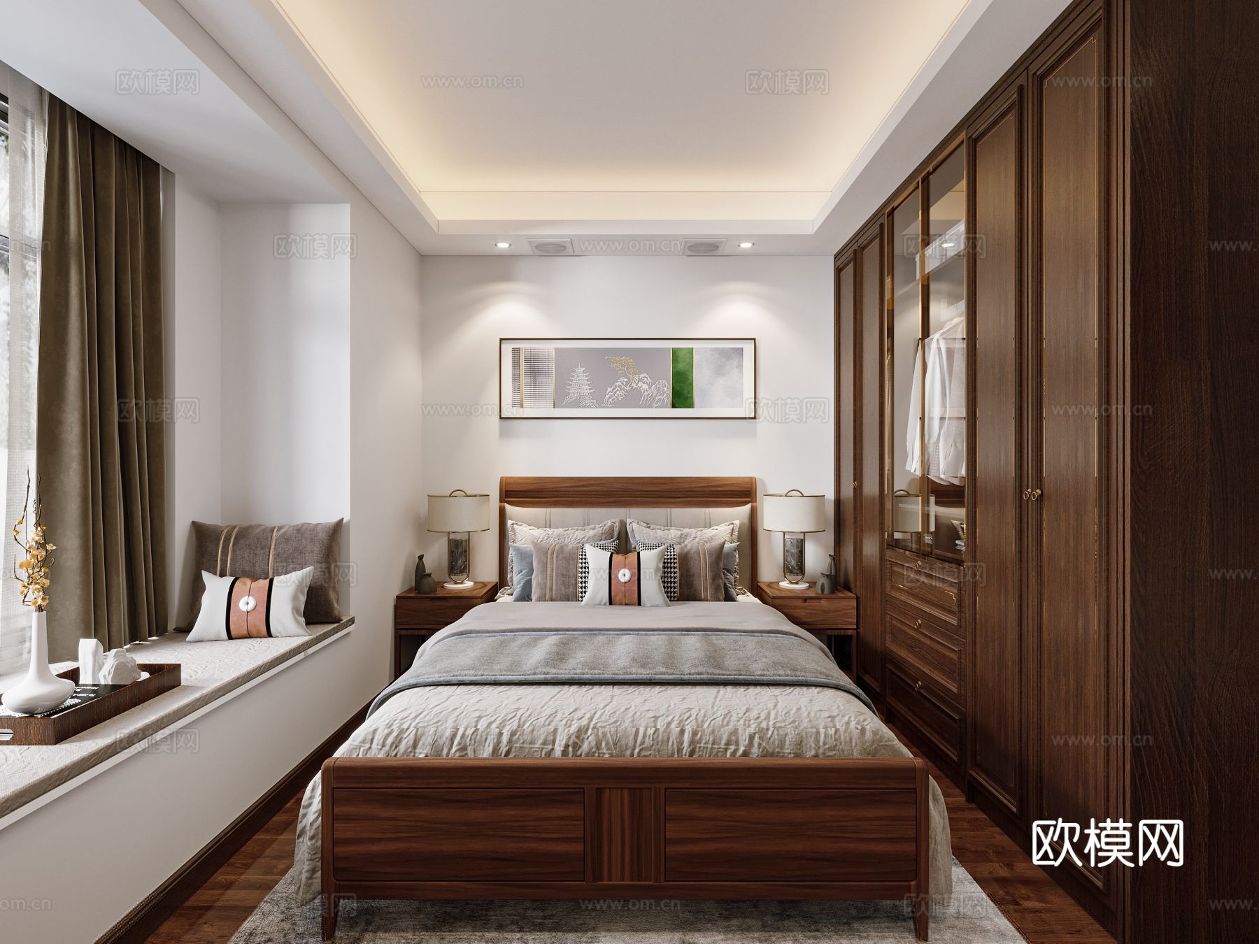 新中式宋代风格 客厅 家装效果图下载（渲染图6）