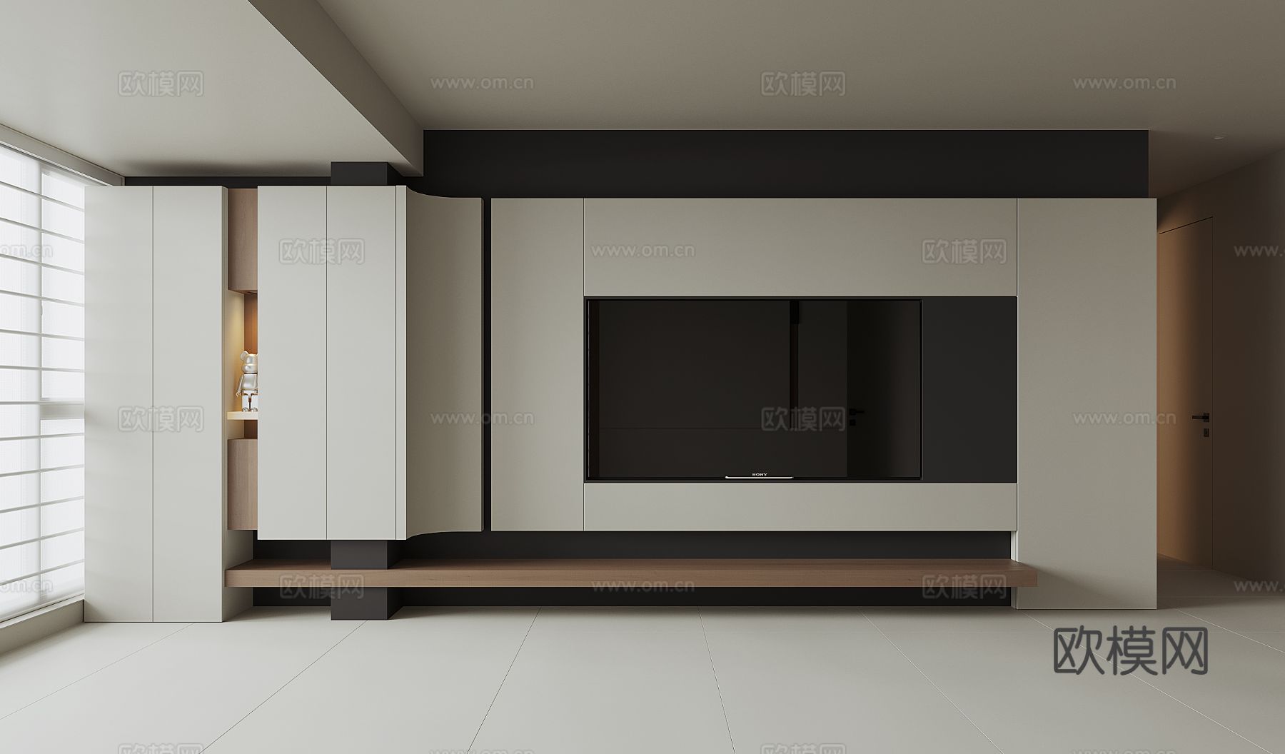 现代电视背景墙3d模型下载