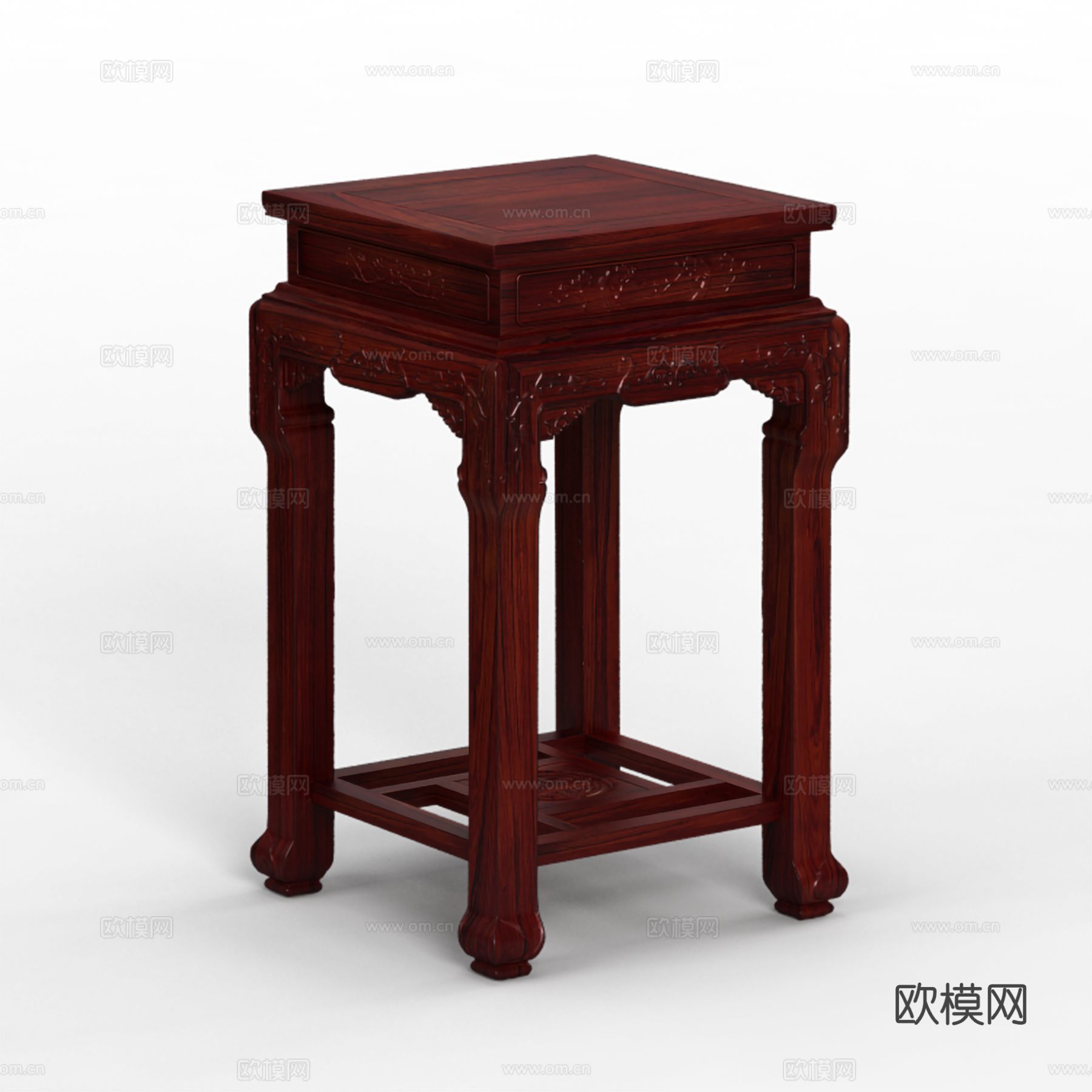 中式花架 雕花造型 实木红木3d模型