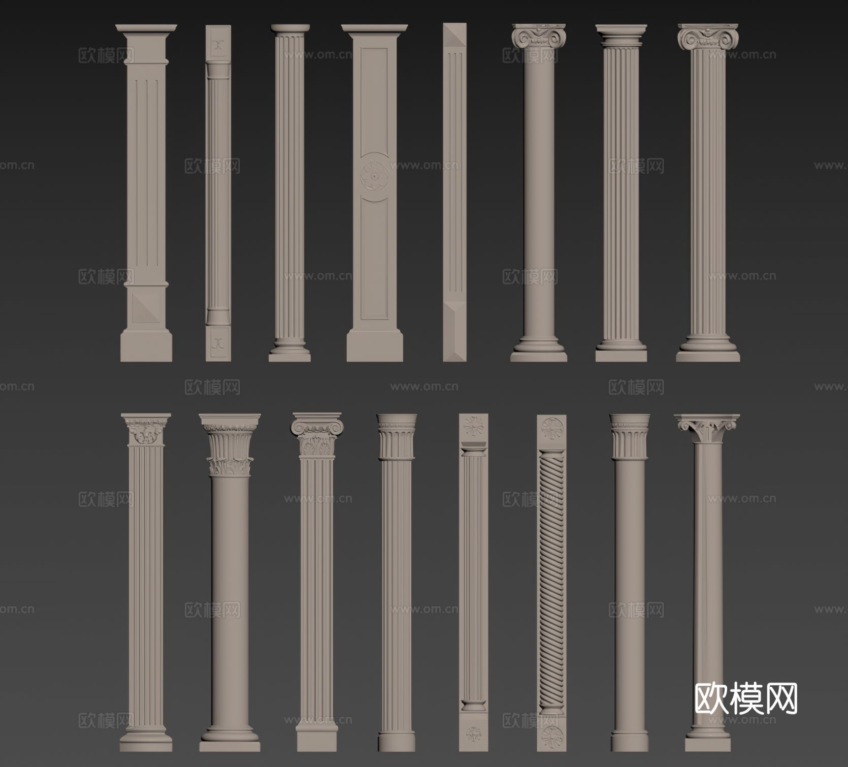 欧式古典罗马柱su模型下载（渲染图2）