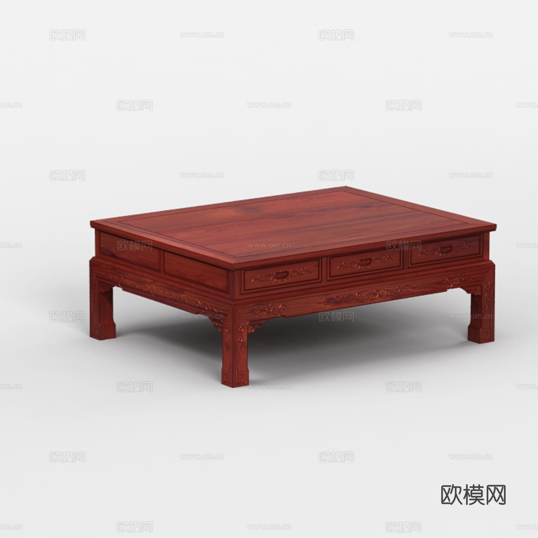 中式客厅茶几 雕花造型 实木红木3d模型