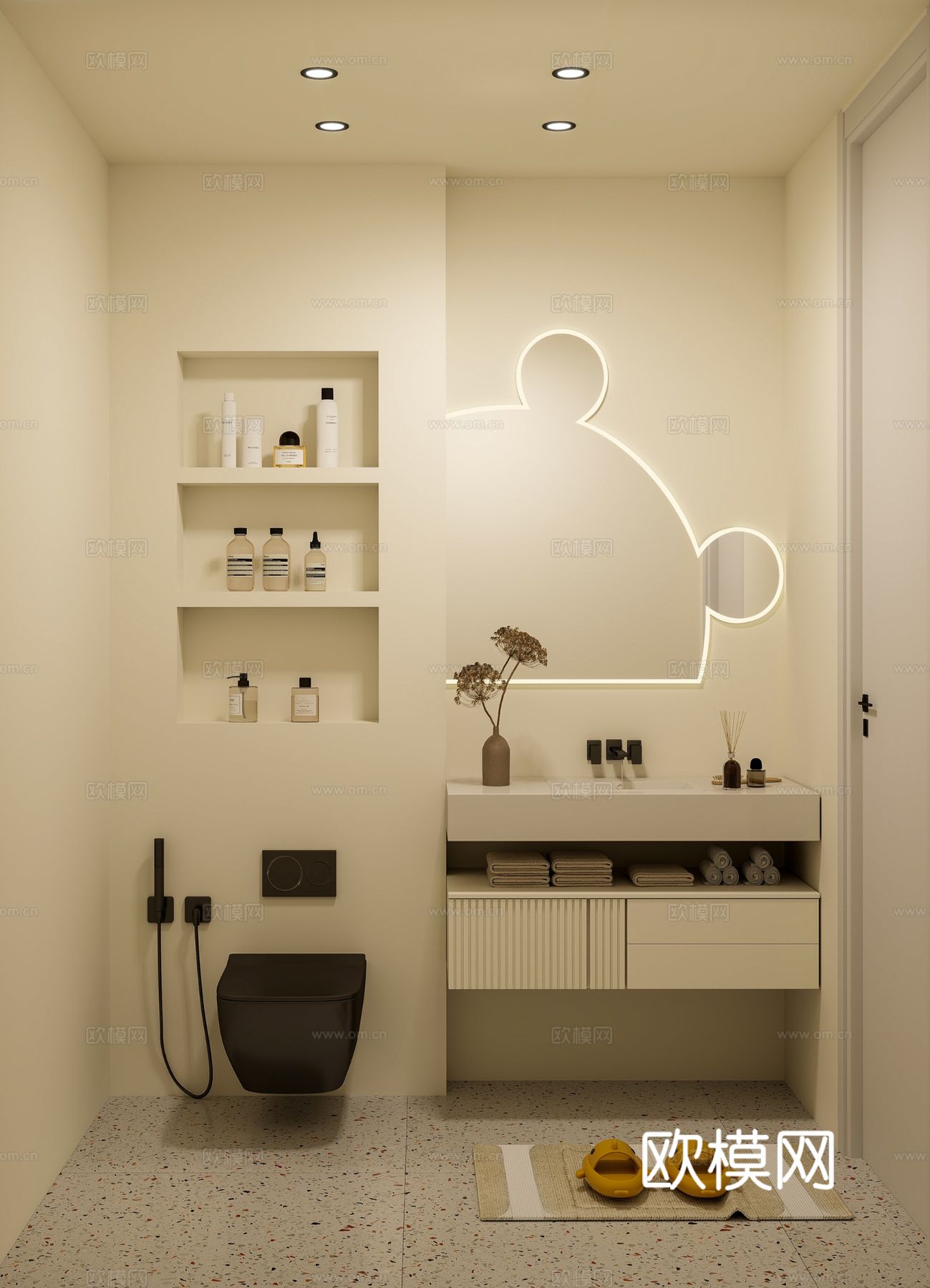 法式风格家装卧室客厅效果图下载（渲染图4）