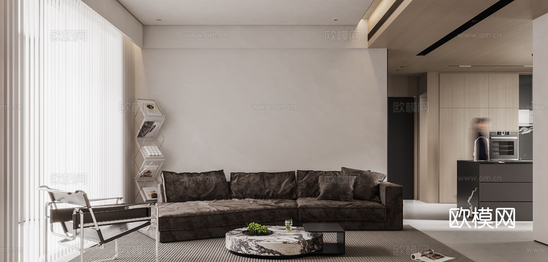 意式现代家装大平层效果图 客厅卧室效果图下载（渲染图5）