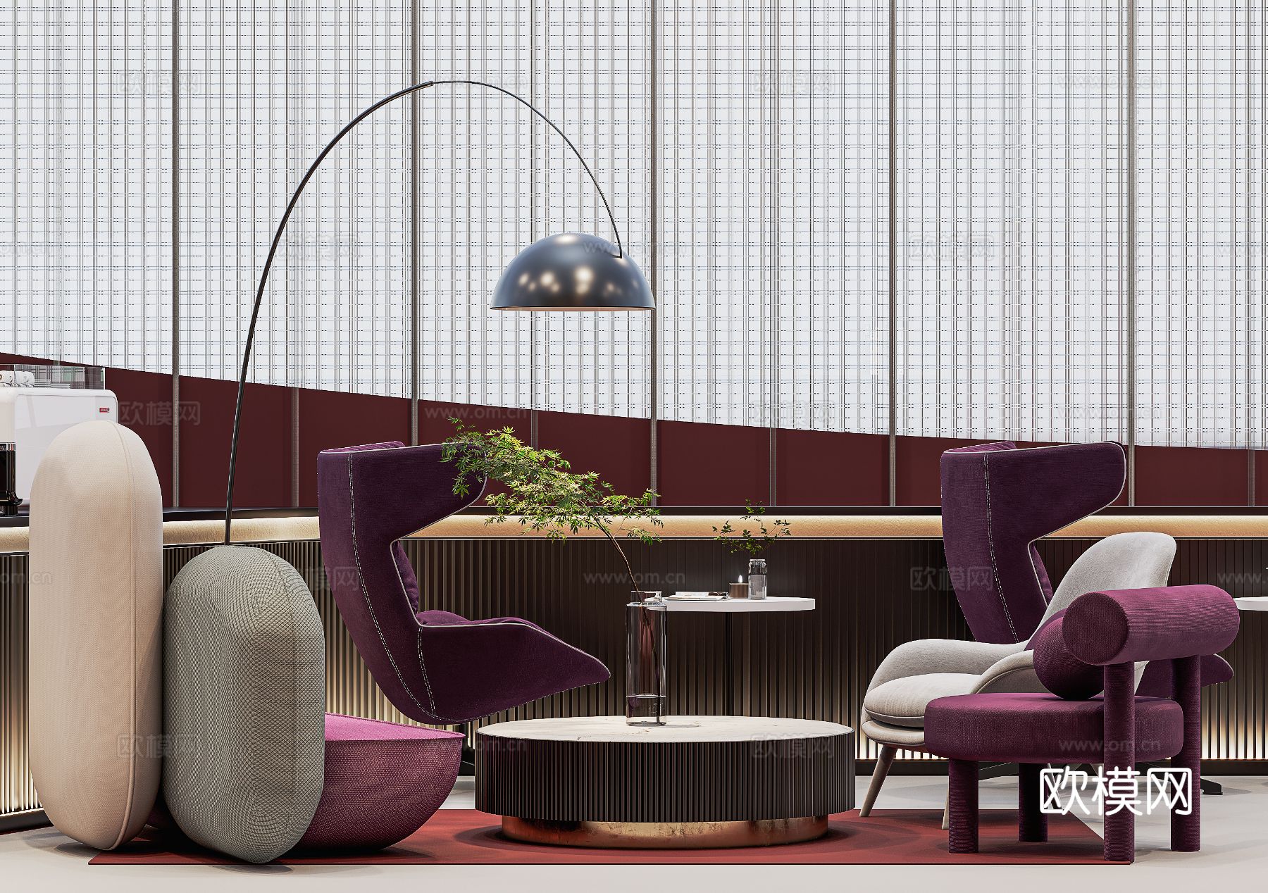 意式现代轻奢卧室 书房 展厅设计效果图下载（渲染图10）