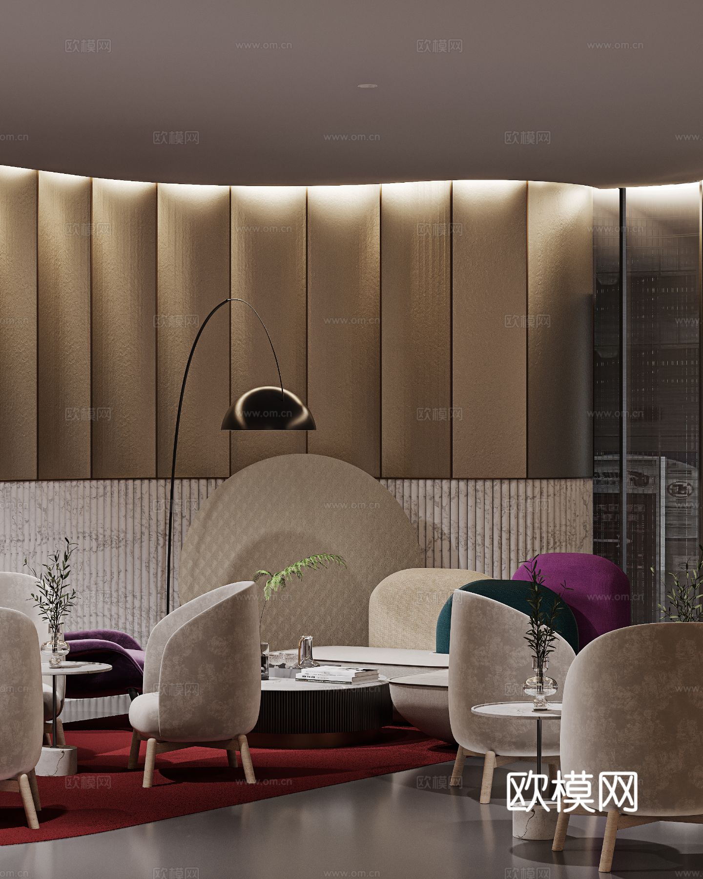 意式现代轻奢卧室 书房 展厅设计效果图下载（渲染图9）