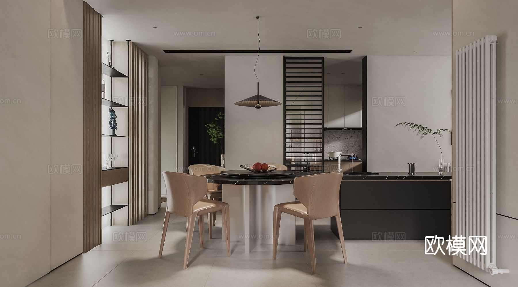 意式现代家装大平层效果图 客厅卧室效果图下载（渲染图4）