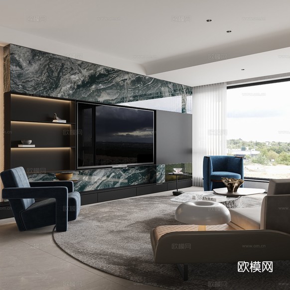 意式現(xiàn)代大平層空間設計效果圖下載(渲染圖8)