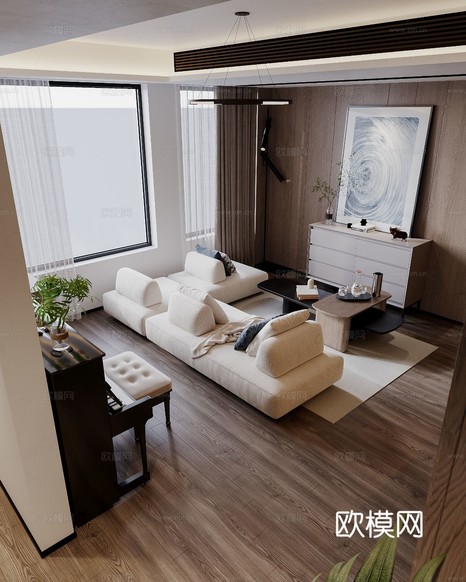 意式現(xiàn)代輕奢大平層空間設(shè)計(jì)效果圖下載(渲染圖9)