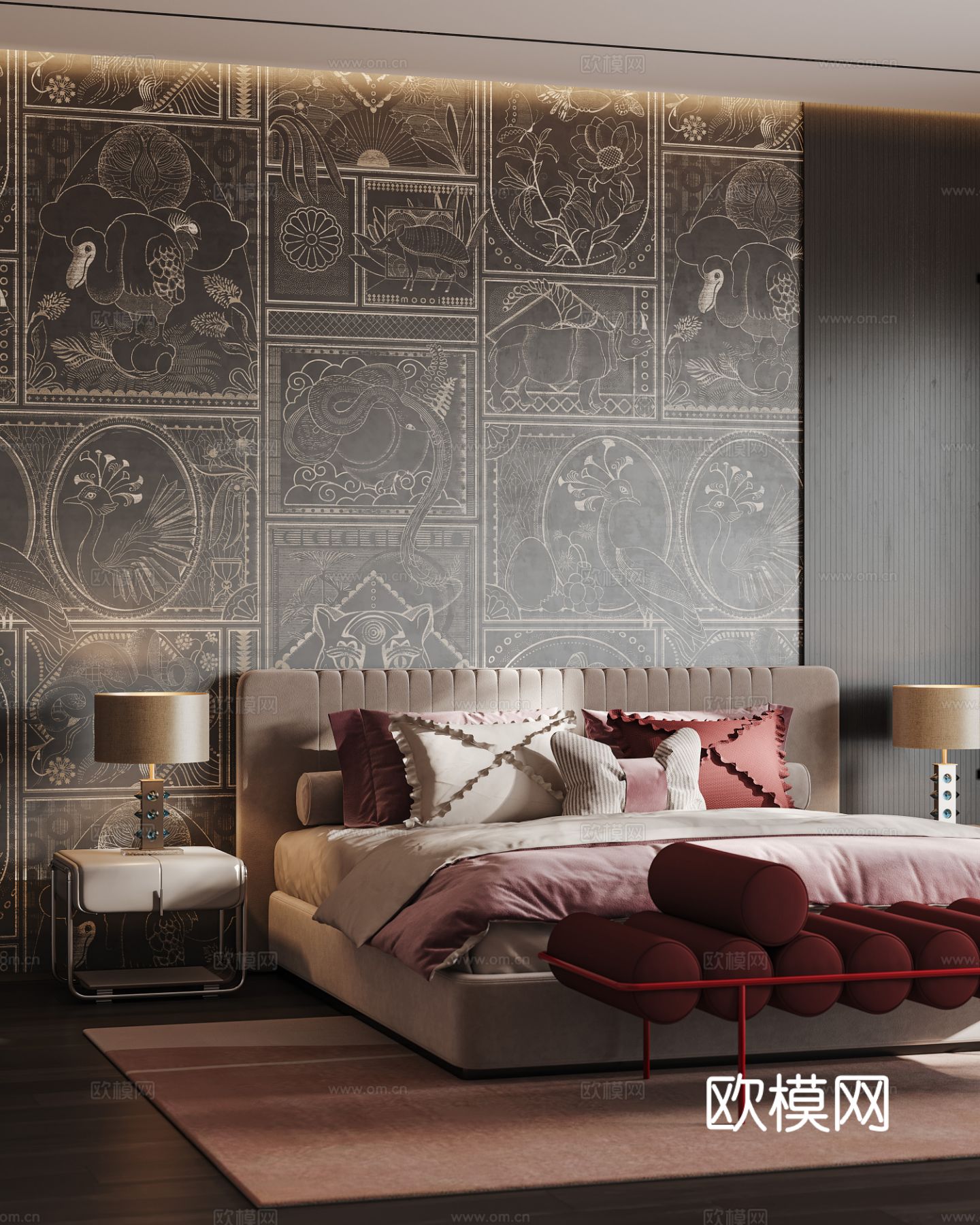 意式现代轻奢卧室 书房 展厅设计效果图下载（渲染图6）