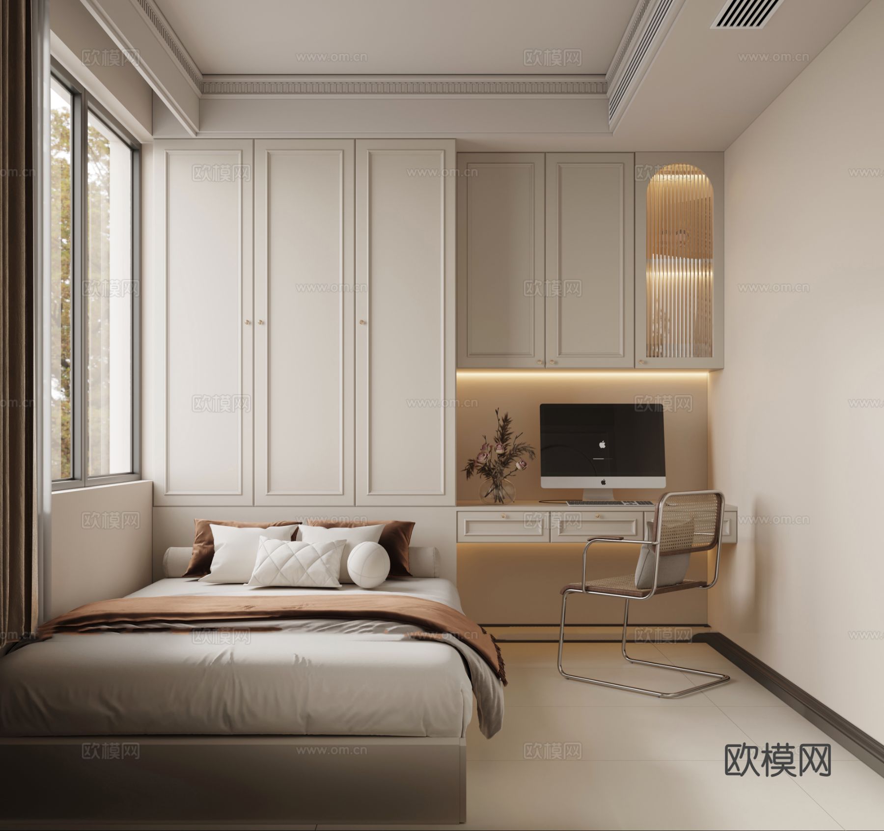 中古风家装客厅 卧室效果图下载（渲染图6）