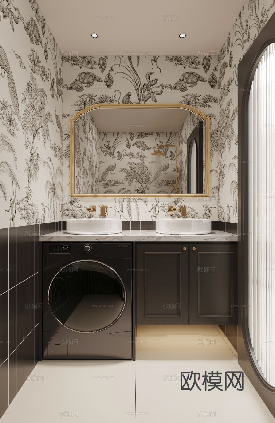 中古风家装客厅 卧室效果图下载（渲染图5）