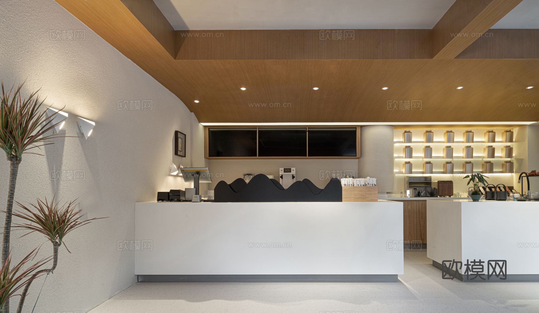 新中式茶室设计 餐厅效果图下载（渲染图7）