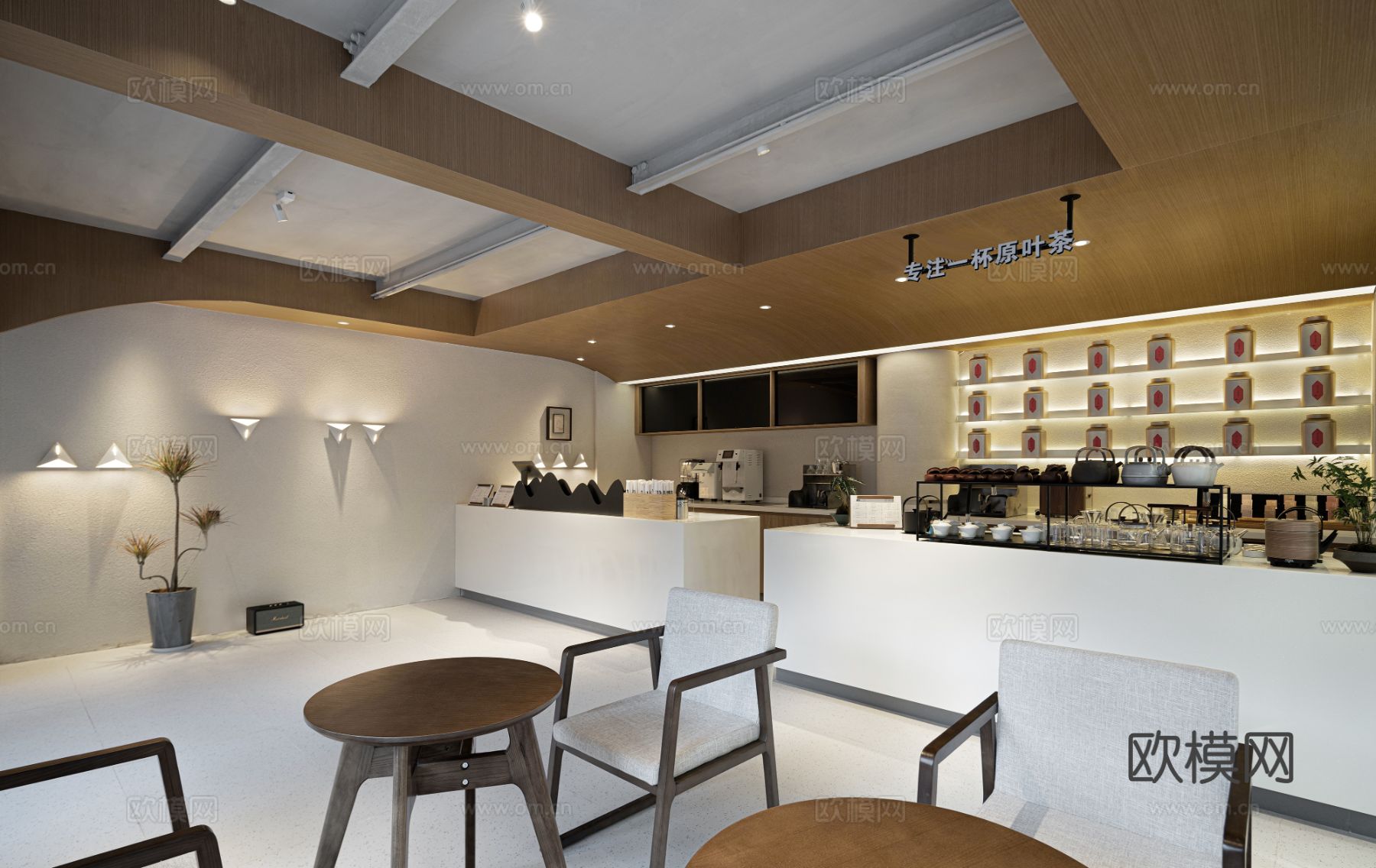 新中式茶室设计 餐厅效果图下载（渲染图9）