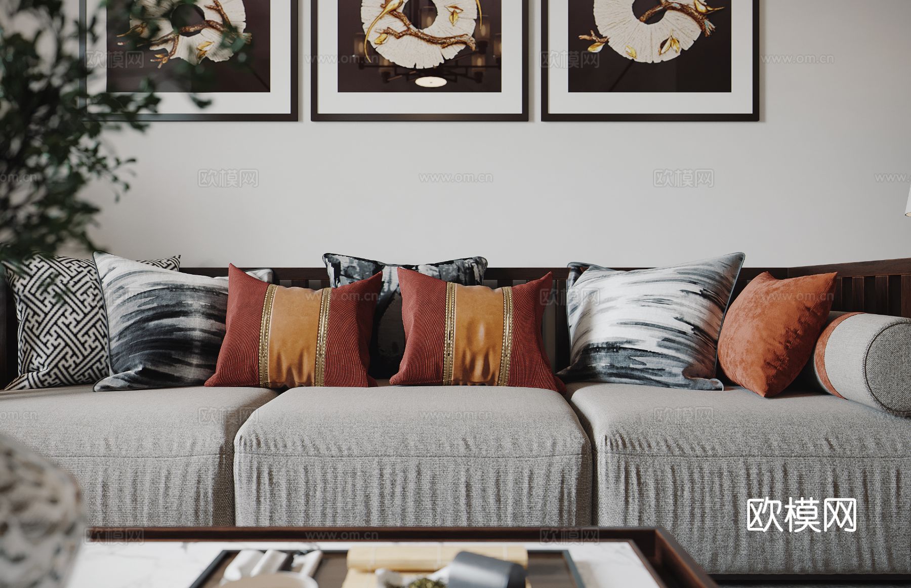 宋式新中式复式家装风格效果图下载（渲染图7）