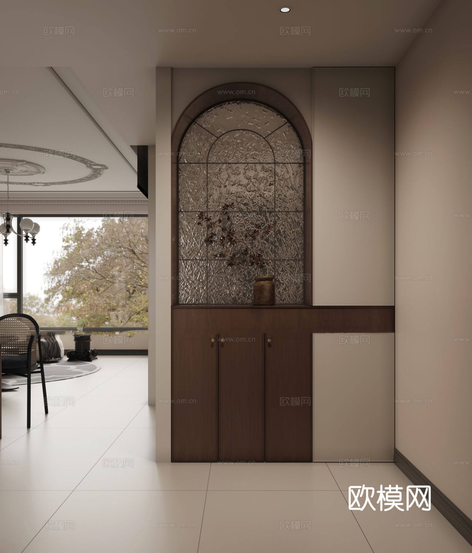 中古风家装客厅 卧室效果图下载（渲染图4）