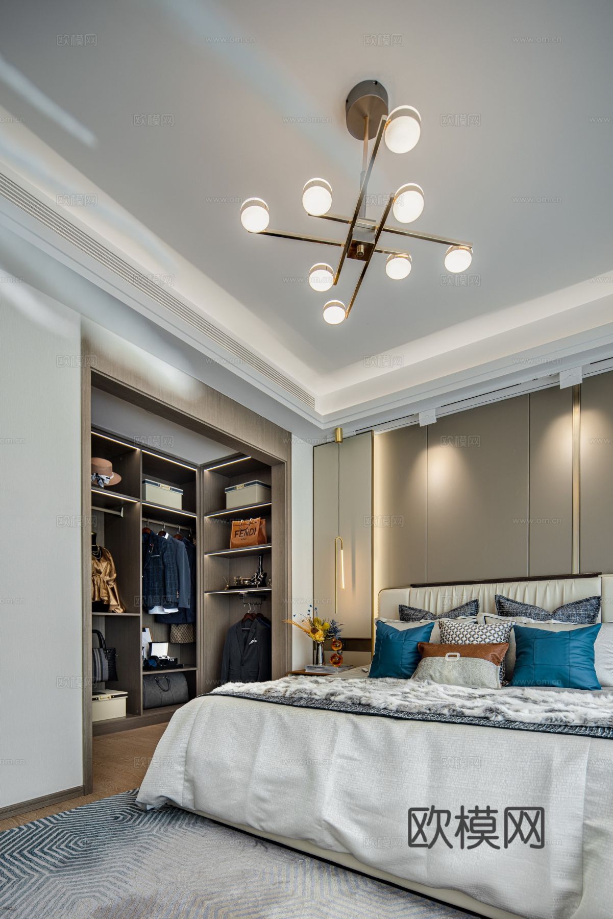 意式现代家装设计 客厅卧室效果图下载（渲染图4）