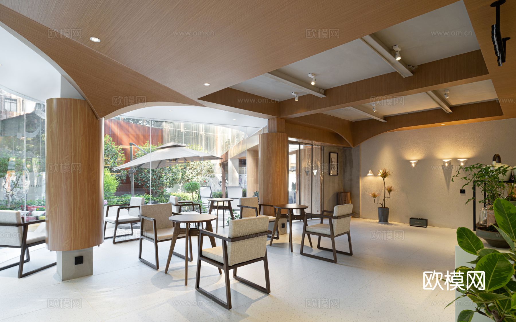 新中式茶室设计 餐厅效果图下载（渲染图10）