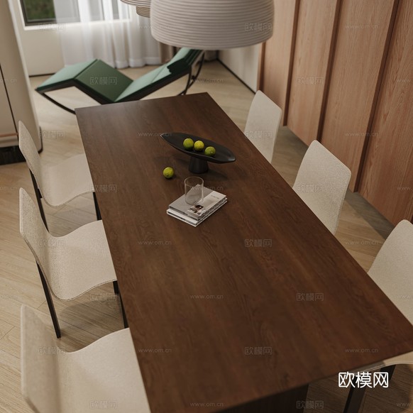 中古風(fēng)家裝效果客廳臥室大平層效果圖下載(渲染圖5)