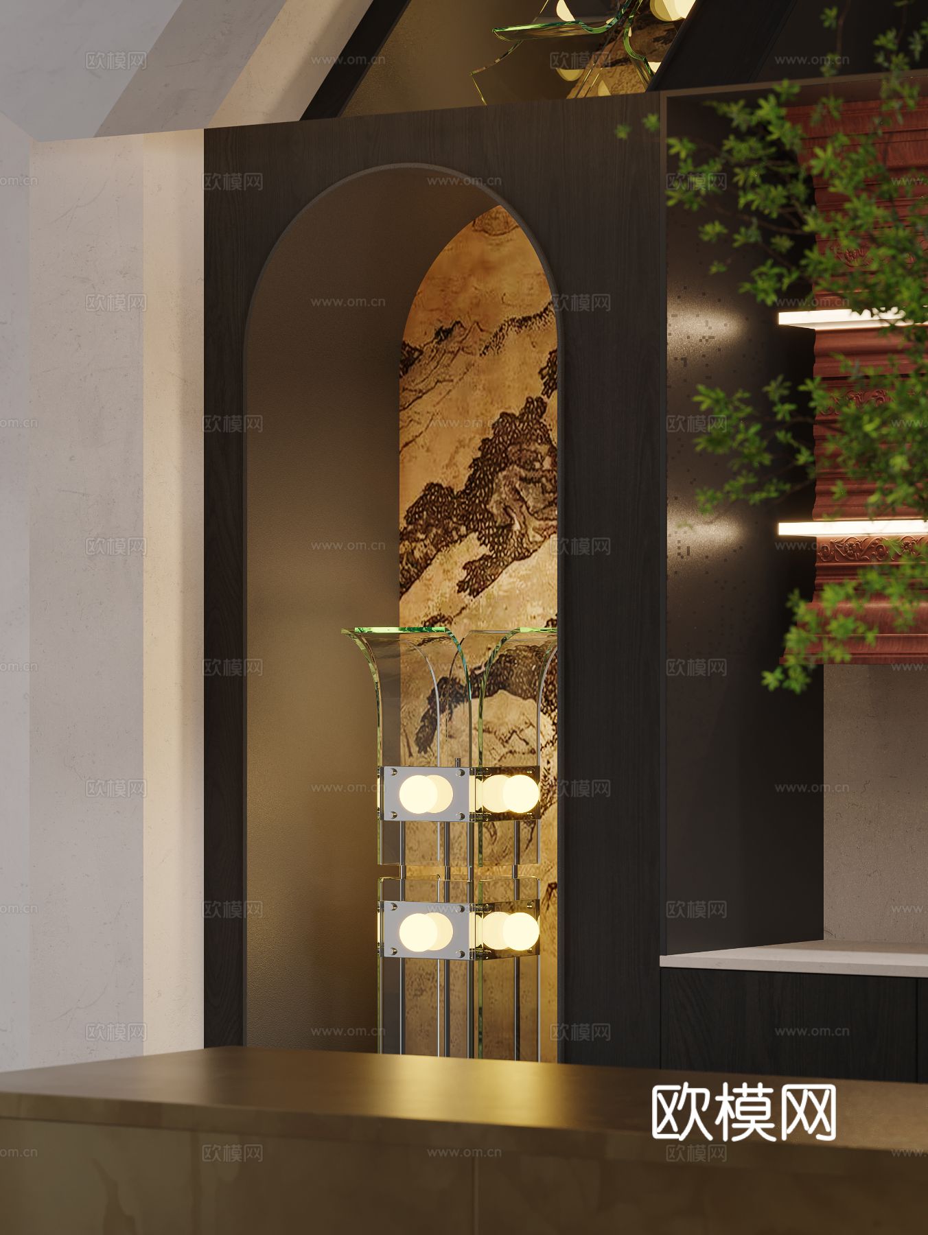 中古风地下室 茶室效果图下载（渲染图3）