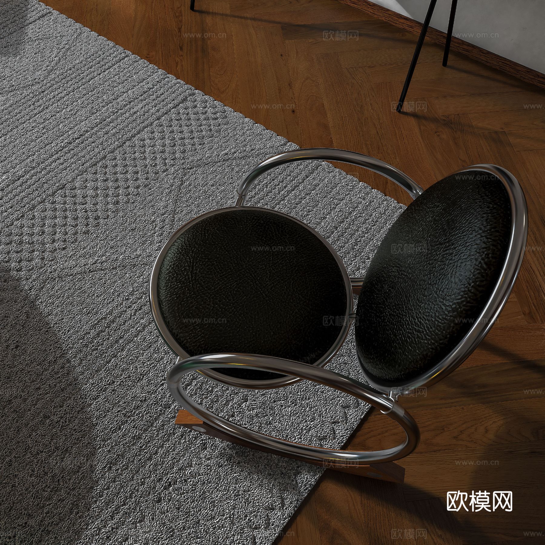 中古风家装效果客厅卧室大平层效果图下载（渲染图9）