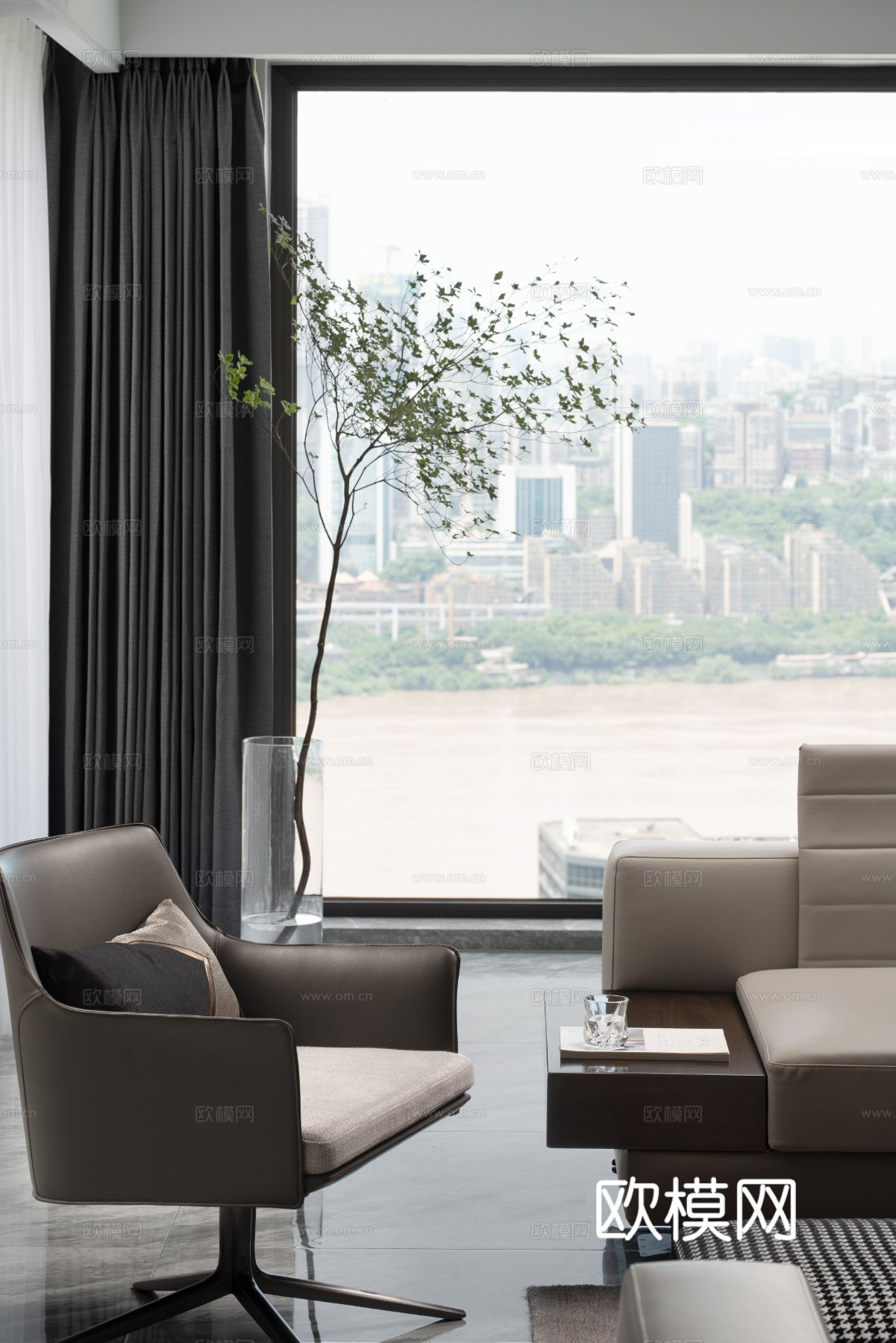 意式现代家装设计 客厅卧室效果图下载（渲染图2）