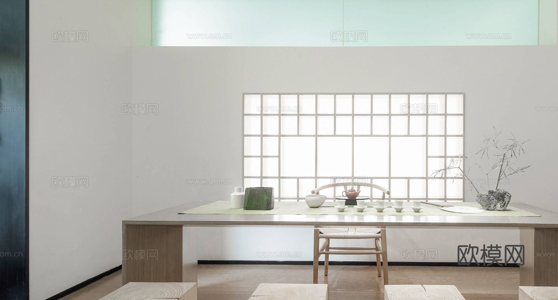 新中式茶室 餐厅效果图下载（渲染图3）
