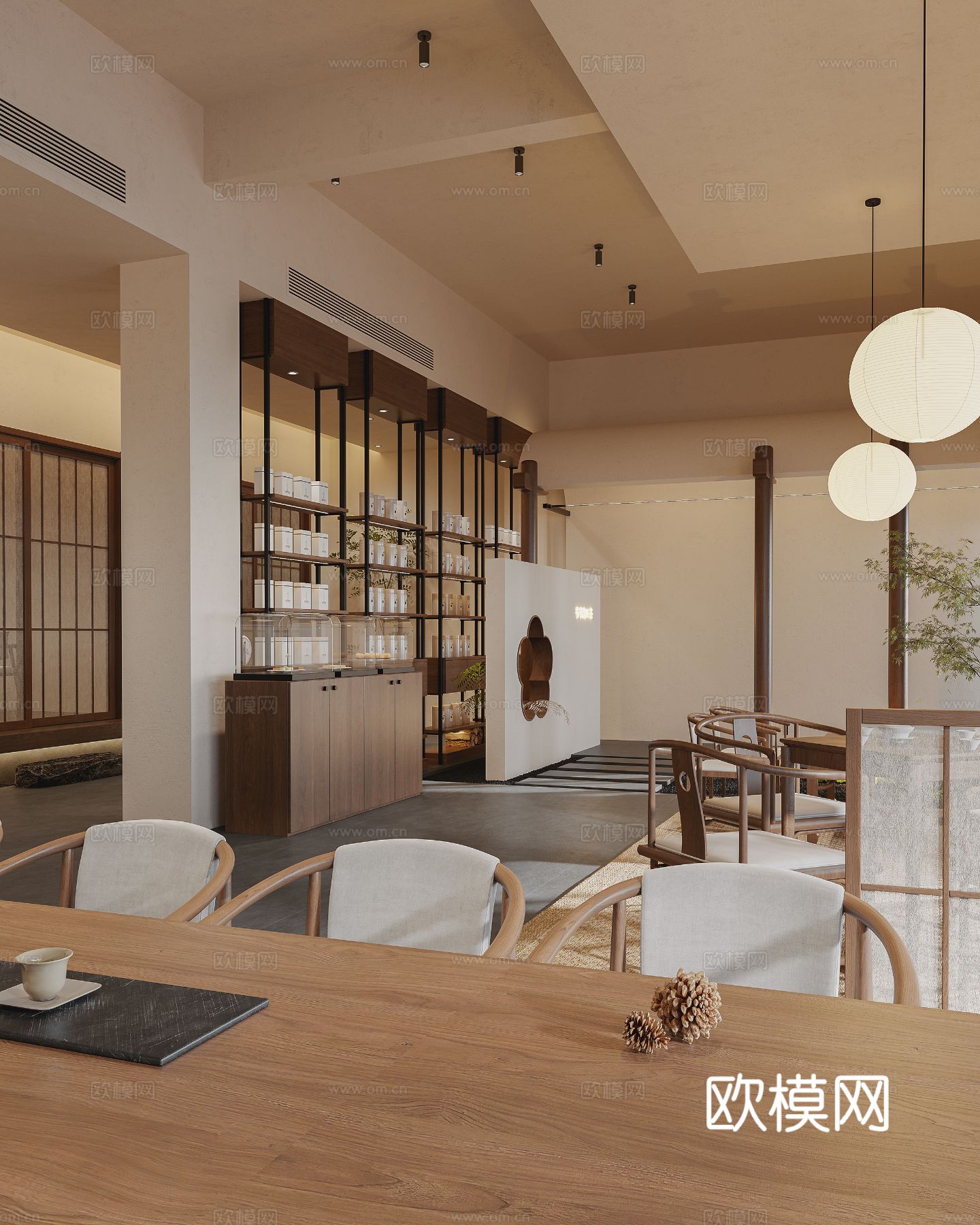 侘寂风茶楼设计效果图下载（渲染图6）