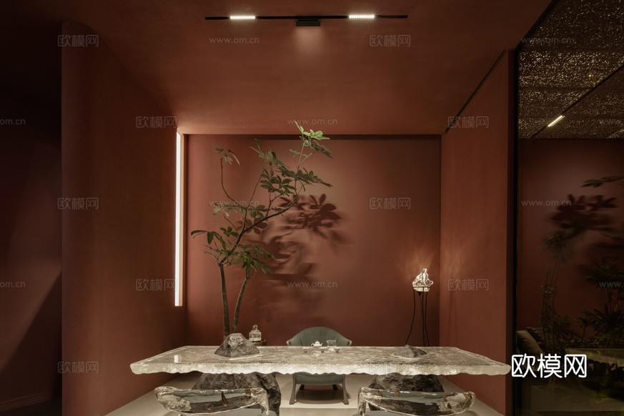 新中式茶室 餐廳效果圖下載(渲染圖16)
